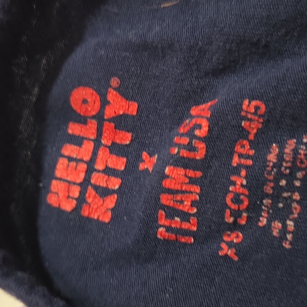 Hello Kitty Navy Blue Tee with Gold Sequin Sleeves - Picture 2 of 4